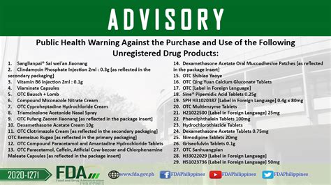 rled ncr|FDA Advisory No. 2020.